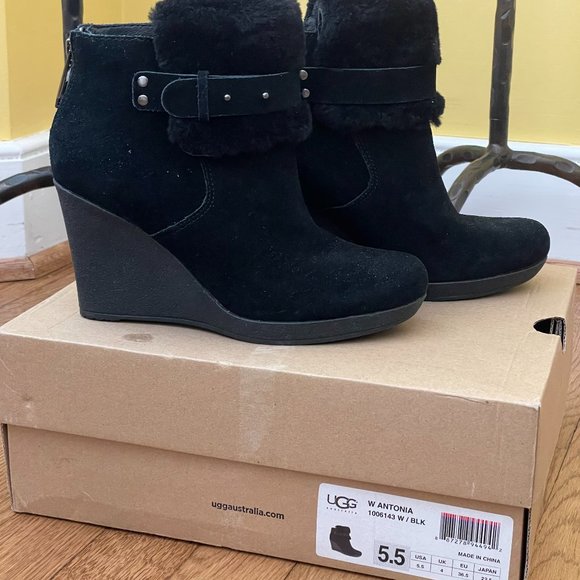 ugg black wedge bootie